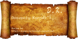Doszpoly Kornél névjegykártya